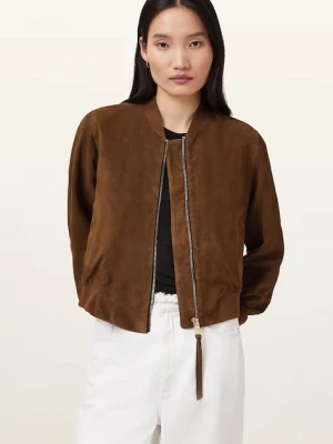 Zdjęcie produktu AllSaints kurtka zamszowa ORTEN kolor brązowy przejściowa W041LD