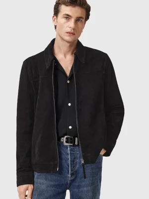 AllSaints kurtka zamszowa RHONE kolor czarny przejściowa M011LD