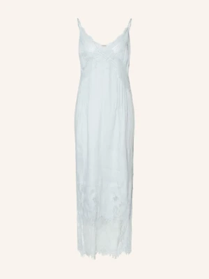 Allsaints Lniana Sukienka Samia Z Koronką blau JASNONIEBIESKI