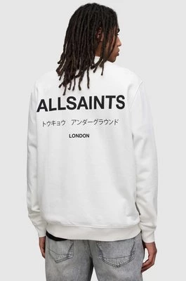 AllSaints longsleeve bawełniany kolor biały z nadrukiem