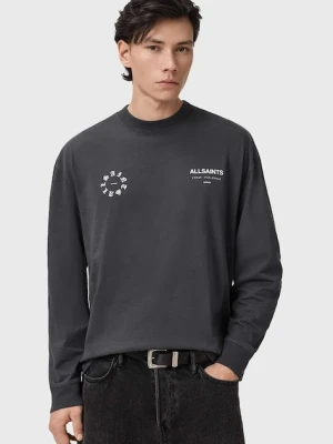 AllSaints longsleeve bawełniany kolor szary wzorzysty M043PD