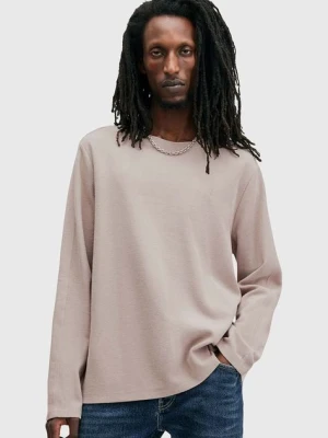 AllSaints longsleeve bawełniany ROWE kolor beżowy gładki M027JB