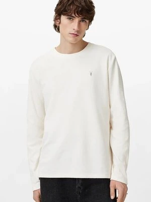 AllSaints longsleeve bawełniany ROWE kolor biały gładki M027JB