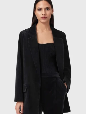 AllSaints marynarka welurowa kolor czarny jednorzędowa gładka W064QD