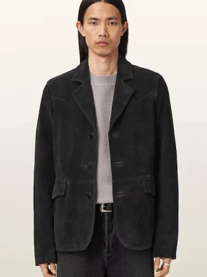 AllSaints marynarka zamszowa HORNETT męska kolor czarny M020LD