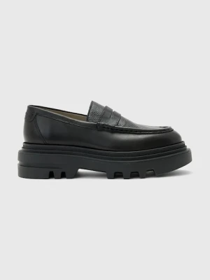 AllSaints mokasyny skórzane BETH LTHR LOAFER damskie kolor czarny na płaskim obcasie W059FD