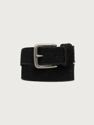 AllSaints pasek damski zamszowy czarny