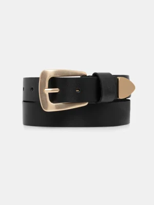 AllSaints pasek skórzany damski kolor czarny 29AS300838