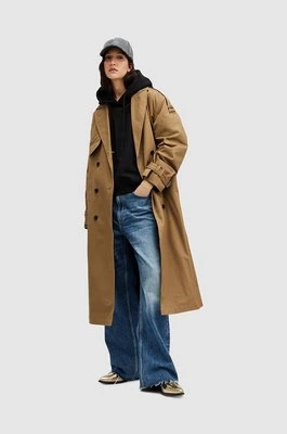 AllSaints płaszcz bawełniany WYATT kolor brązowy przejściowy