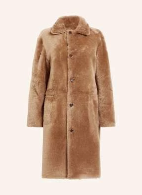 Allsaints Płaszcz Skórzany Serra Dwustronny beige