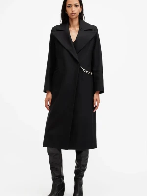 AllSaints płaszcz wełniany SIMONE czarny