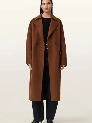 AllSaints płaszcz z dodatkiem wełny SELLMA kolor bordowy W019OD