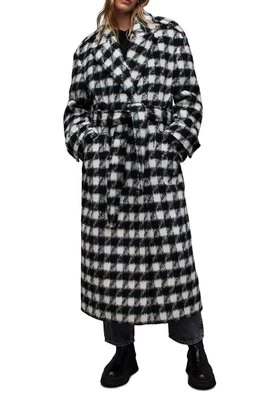 AllSaints płaszcz z domieszką wełny Haithe kolor czarny przejściowy oversize