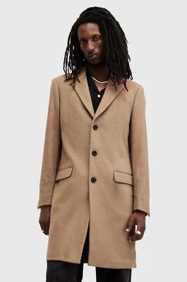 AllSaints płaszcz z domieszką wełny HAL COAT kolor beżowy przejściowy M005OZ