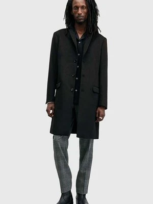 AllSaints płaszcz z domieszką wełny HAL COAT kolor czarny przejściowy M005OZ