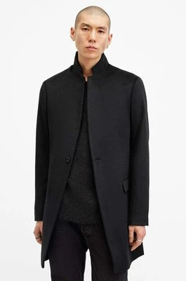 AllSaints płaszcz z domieszką wełny HARGROVE COAT kolor czarny przejściowy M038OB