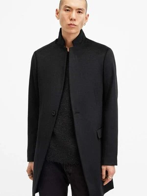 AllSaints płaszcz z domieszką wełny HARGROVE COAT kolor czarny przejściowy M038OB