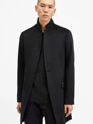 AllSaints płaszcz z domieszką wełny HARGROVE COAT kolor czarny przejściowy M038OB