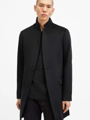 AllSaints płaszcz z domieszką wełny HARGROVE COAT kolor czarny przejściowy M038OB