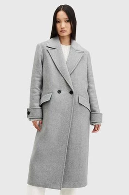 AllSaints płaszcz z domieszką wełny MABEL COAT kolor szary przejściowy dwurzędowy W006OZ