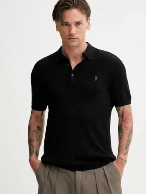 AllSaints polo bawełniane AUBREY SS kolor czarny gładki M020KA