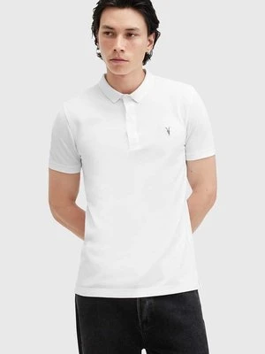 AllSaints polo bawełniane REFORM kolor biały gładki M075PB