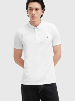 AllSaints polo bawełniane REFORM kolor biały gładki M075PB