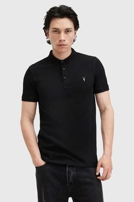 AllSaints polo bawełniane REFORM kolor czarny gładki M075PB