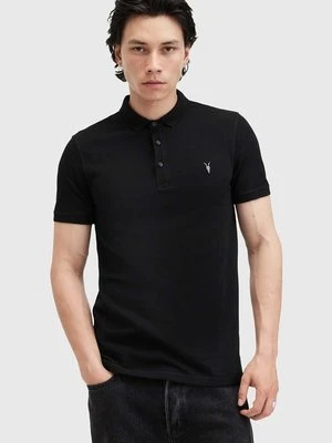 AllSaints polo bawełniane REFORM kolor czarny gładki M075PB