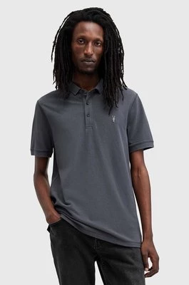 AllSaints polo bawełniane REFORM kolor granatowy gładki M075PB