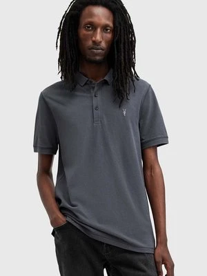 AllSaints polo bawełniane REFORM kolor granatowy gładki M075PB