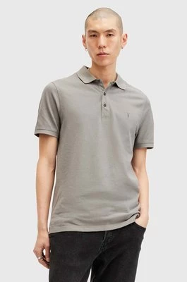 AllSaints polo bawełniane REFORM kolor szary gładki M075PB