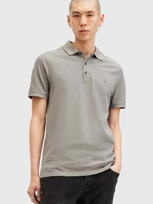 AllSaints polo bawełniane REFORM kolor szary gładki M075PB