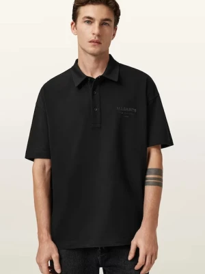 AllSaints polo bawełniane XANDER męski kolor czarny gładki M071PC