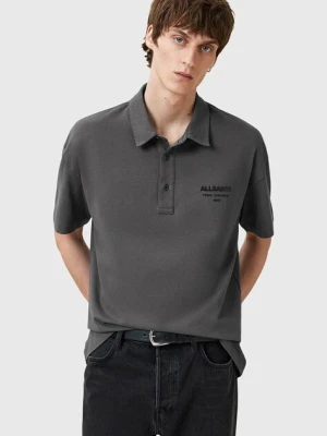 AllSaints polo bawełniane XANDER męski kolor szary gładki M071PC