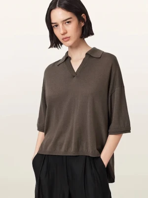 AllSaints polo damskie z wełną BERN zielony