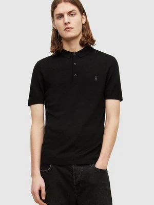 AllSaints Polo MODE MERINO SS POLO męskie kolor czarny gładki MK021N