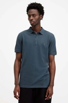 AllSaints polo REFORM SS męski kolor niebieski gładki MD051H