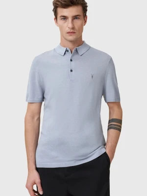 AllSaints polo wełniane MODE męski kolor niebieski gładki M086KB