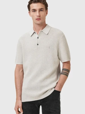 AllSaints polo z domieszką wełny ASPEN męski kolor beżowy gładki M025KA