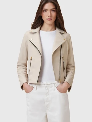 AllSaints ramoneska skórzana DALBY kolor beżowy przejściowa W087LB