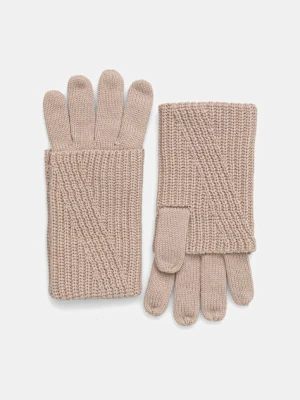 AllSaints rękawiczki z dodatkiem wełny damskie kolor beżowy 29AS101344