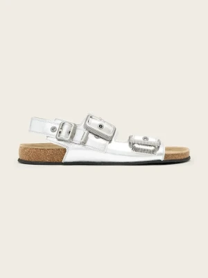 AllSaints sandały damskie skórzane Staffa Sandal srebrny