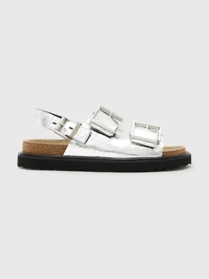 AllSaints sandały skórzane Isla Sandal damskie kolor srebrny W044FC