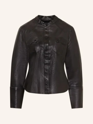 Allsaints Skórzana Bluzka schwarz