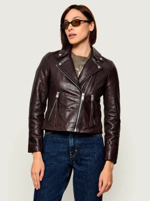 AllSaints Skórzana ramoneska Dalby | Slim Fit brązowy