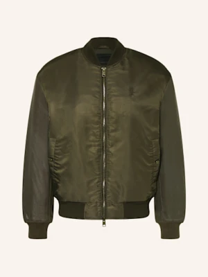 Allsaints Skórzany Bluzon Myler Bomber Z Mieszanki Materiału gruen