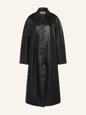 Allsaints Skórzany Płaszcz Orville schwarz CZARNY