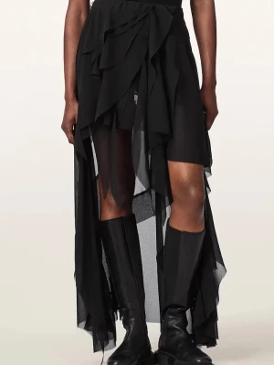 AllSaints spódnica asymetryczna MELODY SKIRT czarny
