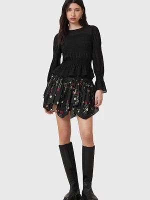 AllSaints spódnica bawełniana DELILAH kolor czarny mini rozkloszowana W032RC